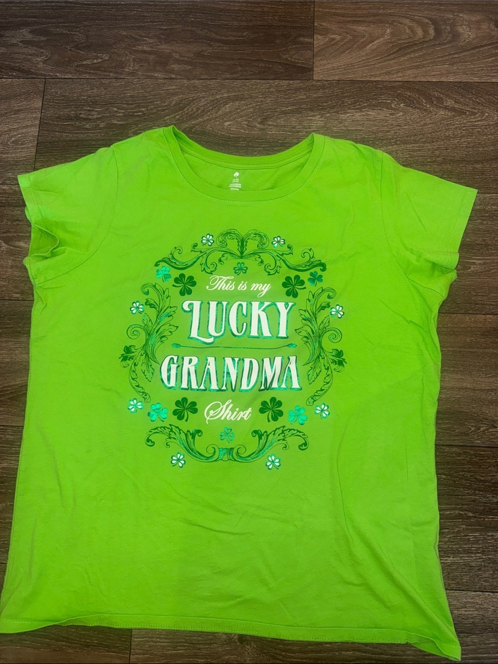Lucky Grandma Short Sleeve Tee in Bright Green